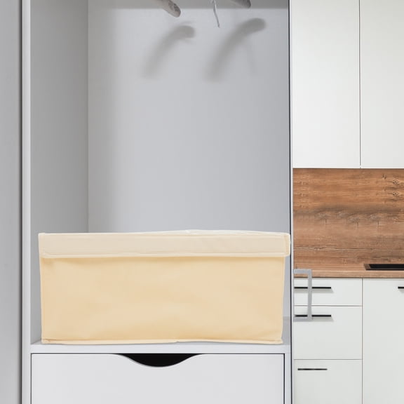 DRAFIDEEP Beige Clothes Organizer Storage Bin with Handle for Bedroom Closet, and Spacious Storage Solution