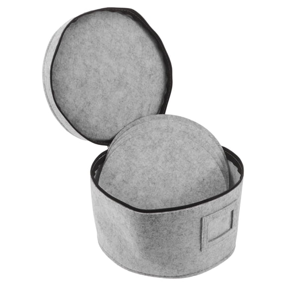 DRAFIDEEP Collapsible Felt Plate Storage Box for Kitchen and Rv Travel with Dustproof Protective Lid