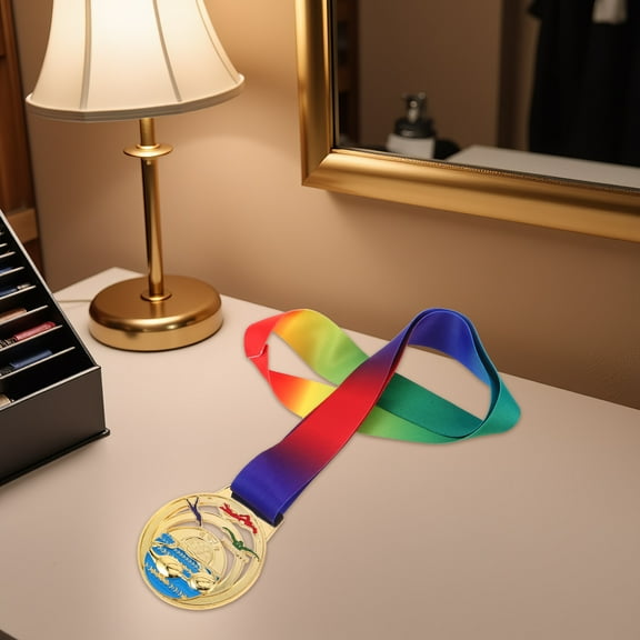 OUNONA Zinc Alloy Award Medals with Neck Ribbons, Unique Eye-Catching Design for Sports, Competitions, and Achievement Recognition