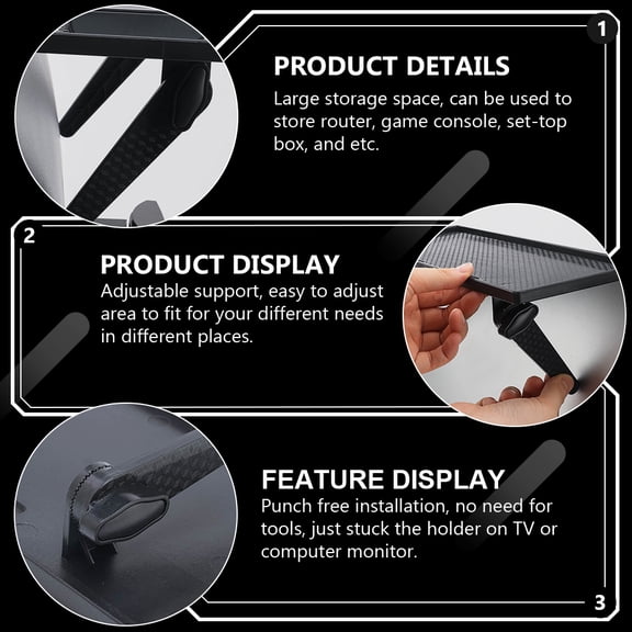 DRAFIDEEP Computer Screen Shelf Punch Free Wall Mounted Rack with Large Storage Space for Home Organization