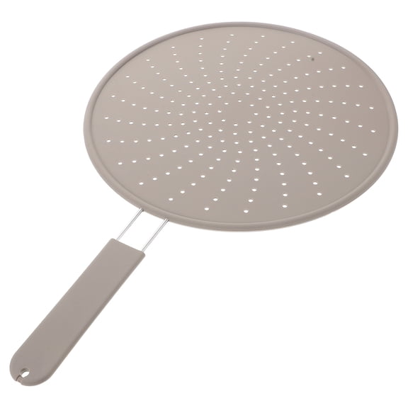 DRAFIDEEP Silicone Splatter Screen with Handle for Stove and Frying Pan, Grey Cookware Protector for Safe Cooking