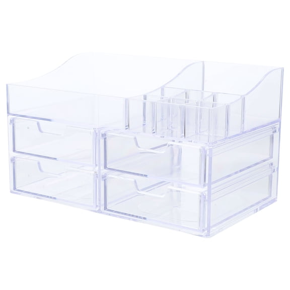 DRAFIDEEP Clear ABS Makeup Organizer Box, Transparent Cosmetic Storage Case for Vanity, Bathroom Countertop or Desk, 1 Piece