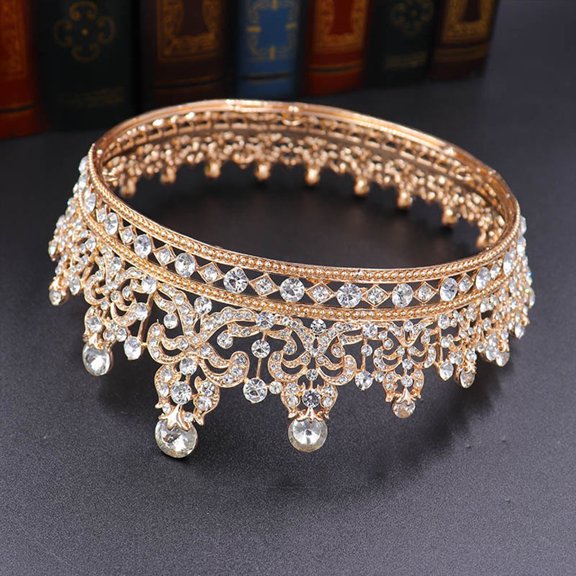 DRAFIDEEP Crystal Hair Vine Golden Alloy Lightweight with Rhinestone Design for Bridal Events