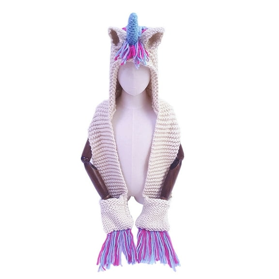 DRAFIDEEP Cute Unicorn Hat for Kids with Warm Scarf Knitted from Acrylic Fibers Multi Color One Size Fits Most