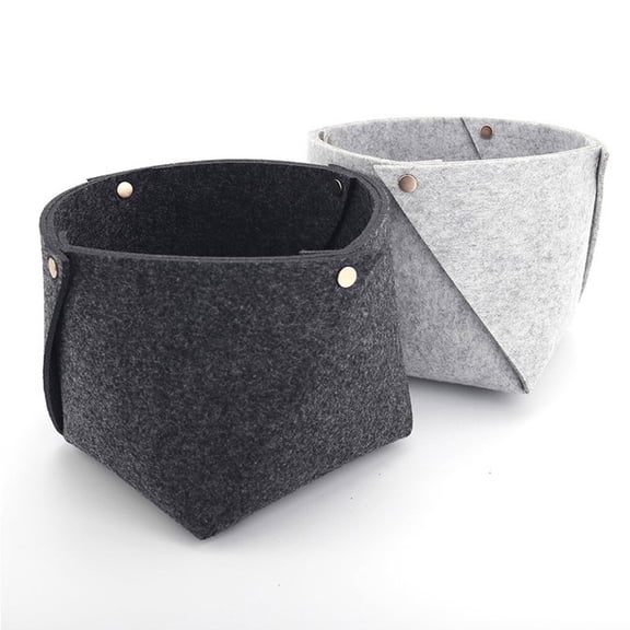 DRAFIDEEP Dark Grey Felt Desktop Storage Basket for Organizing Small Items Ideal for Living Room and Closet 11.8 x 9.8 x 7.5 Inches
