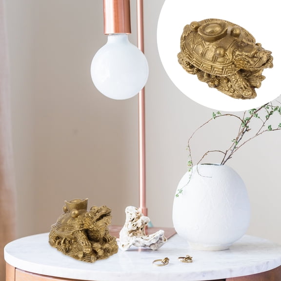 DRAFIDEEP Desktop Adornment 1Pc Golden Copper Animals Dragon Turtle Ingot For Home Blessing Decor