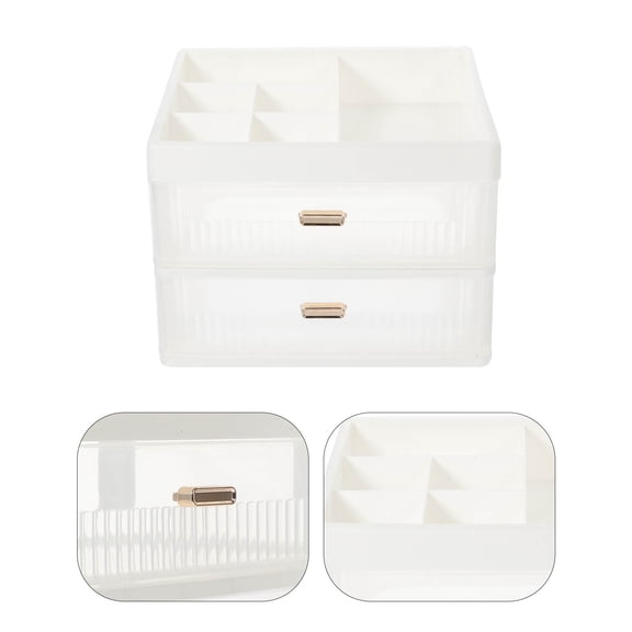 DRAFIDEEP Desktop Makeup Storage Box 1Pcs White PP Drawer Type Organizer For Cosmetics And Documents
