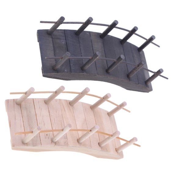 DRAFIDEEP Dollhouse Accessory Mini Wooden Arch Bridge For Indoor Decor 2pcs
