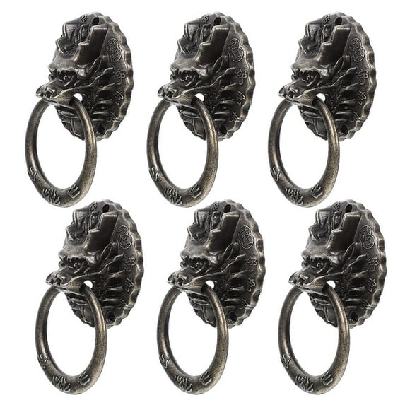 DRAFIDEEP Set of 6 Dark Brown Vintage Dragon Pull Handles, Zinc Alloy Furniture Hardware for Home Decor