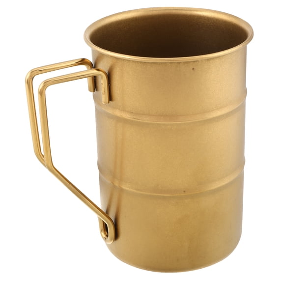 DRAFIDEEP Vintage Style Stainless Steel Beer Mug with Handle, Golden Finish for Home, Camping, Outdoor Use