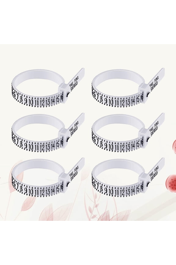 Durable White Plastic Ring Measurement Tool for Easy and Accurate Sizing Comfortable Fit 6pcs