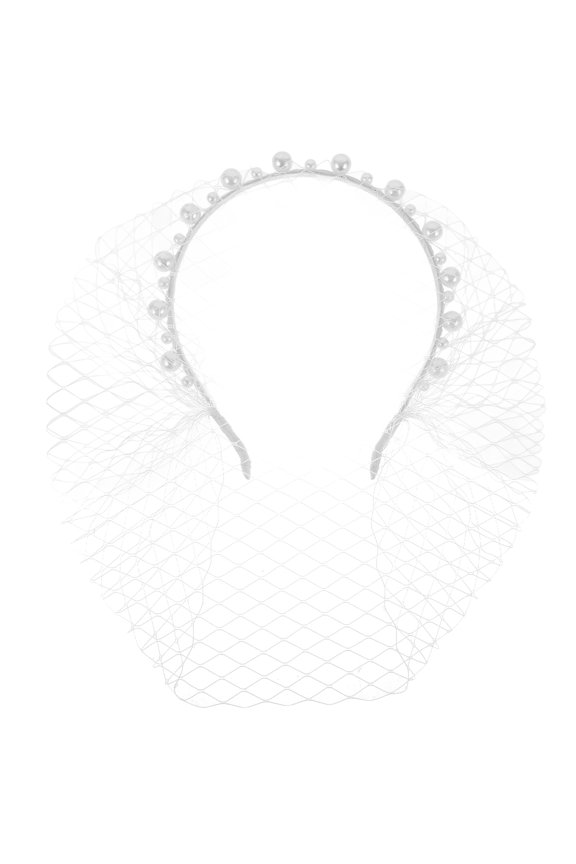 White Wedding Veil Headband with Large Mesh Eye Design, and Stylish Bridal Accessory