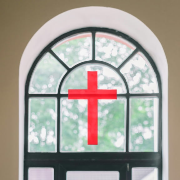 DRAFIDEEP Red Cathedral Cross Wall Sticker - Easy to Install Decorative Home Decor