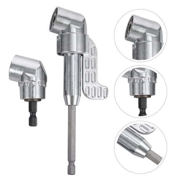 DRAFIDEEP Electric Drill Accessories 2Pcs Silver Bending Batch Head Right Angle Impact Adapter 14X0.9In