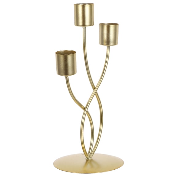 DRAFIDEEP Golden Metal Iron Candelabra Three Arm Table Centerpiece Candle Holder for Elegant Decor
