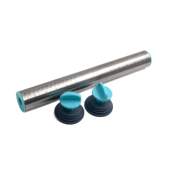DRAFIDEEP Elegant Satin Brushed Stainless Steel Rolling Pin with Adjustable Thickness Scale