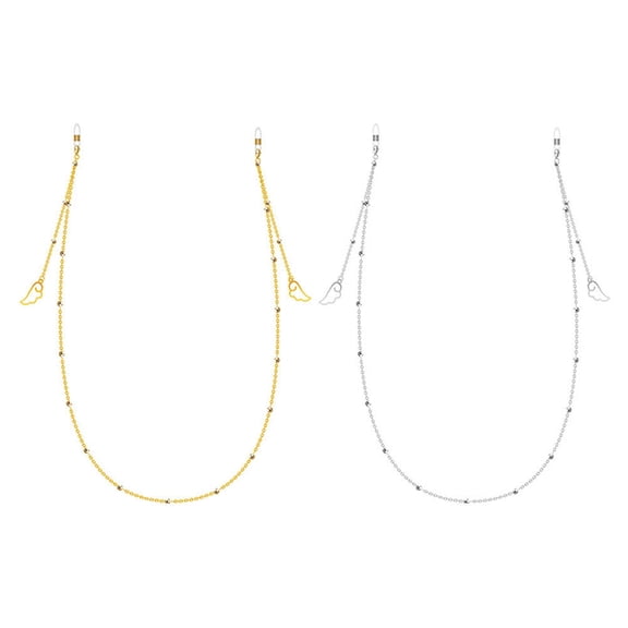 DRAFIDEEP Face Mask Chain 2Pcs Angel Wing Glasses Chain Non Skid 73cm X 0.47in X 0.19in Metal Gold For Eyeglasses