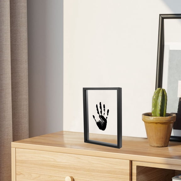 OUNONA Black Wooden Handprint Picture Frame for Home Family Memory Display