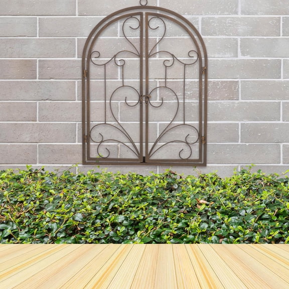 DRAFIDEEP Vintage Fake Window in Light Brown Iron for Indoor Outdoor Decor