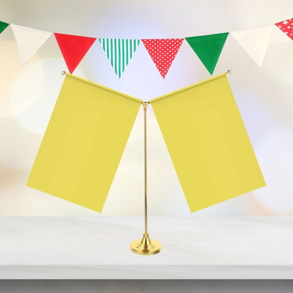DRAFIDEEP Golden Metal Mini Flagpole Desk Decoration Indoor Flag Stand 1 Set