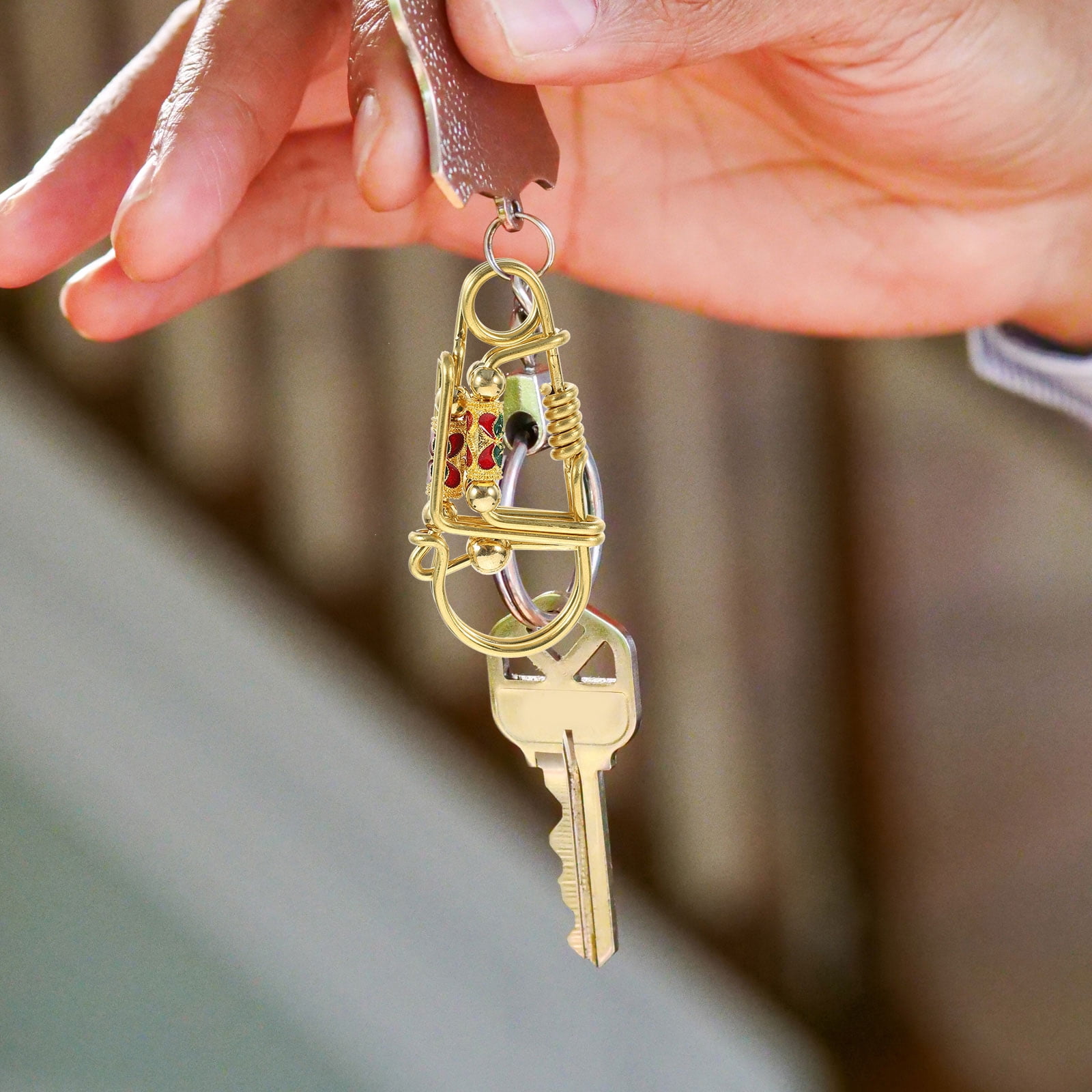 Key On Large Key Chain DRAFIDEEP Heavy-Duty Golden Brass Keychain for Organized Key Management ...