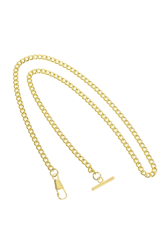 Retro Golden Metal Pocket Watch Chain with T-Bar, 65cm , Stylish Belt or Key Accessory