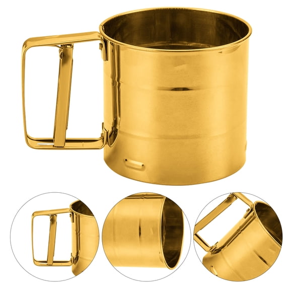 DRAFIDEEP Golden Stainless Steel Multipurpose Flour Sifter for Baking and Cooking Powdered Ingredient Sifting 1 Piece