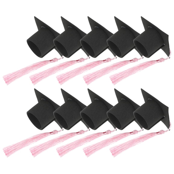 DRAFIDEEP Graduation Party Decorations 10pcs Cap-Shaped Paper Cake Toppers for Student Celebration