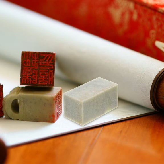 DRAFIDEEP Green Blank Stone Stamp for Name Engraving, Chinese , and Art Projects