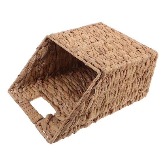 OUNONA Khaki Woven Wall Basket with Natural Gourd Grass - Stylish Home Storage Organizer and Decorative Hanging for Wall
