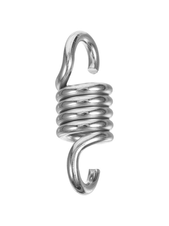 Heavy Duty Porch Swing Spring in Plated Silver for Hanging Hammock Chairs and Accessories with Dual Swivel Hooks