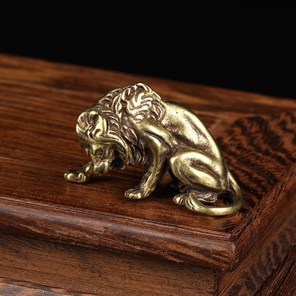 DRAFIDEEP Home Decorations Lion Sculpture Ornaments Golden Manual Grinding 1Pack