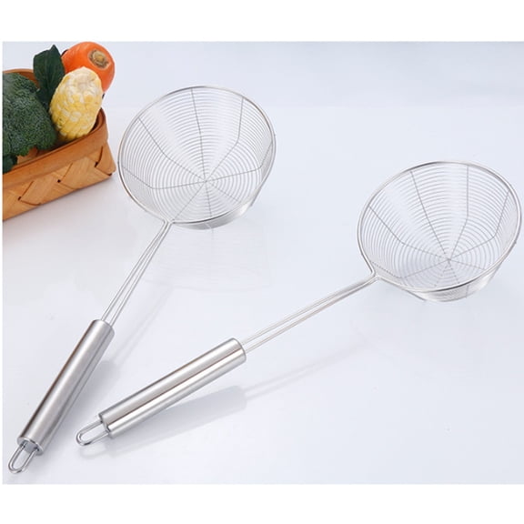 DRAFIDEEP Stainless Steel Kitchen Soup Strainer and Mesh Colander with Comfortable Handle for Frying Oil and Noodle Draining