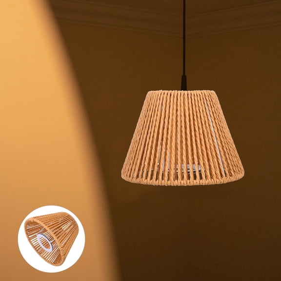 OUNONA Boho Light Shade Coffee Handwoven Paper Rope Lamp for Home Cafe Hotel Ambiance