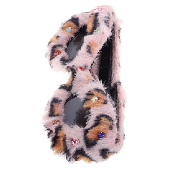 DRAFIDEEP Women's Leopard Print Cat Eye Sunglasses with Rhinestone Accents, Plush Frame for Parties, Size 1.0