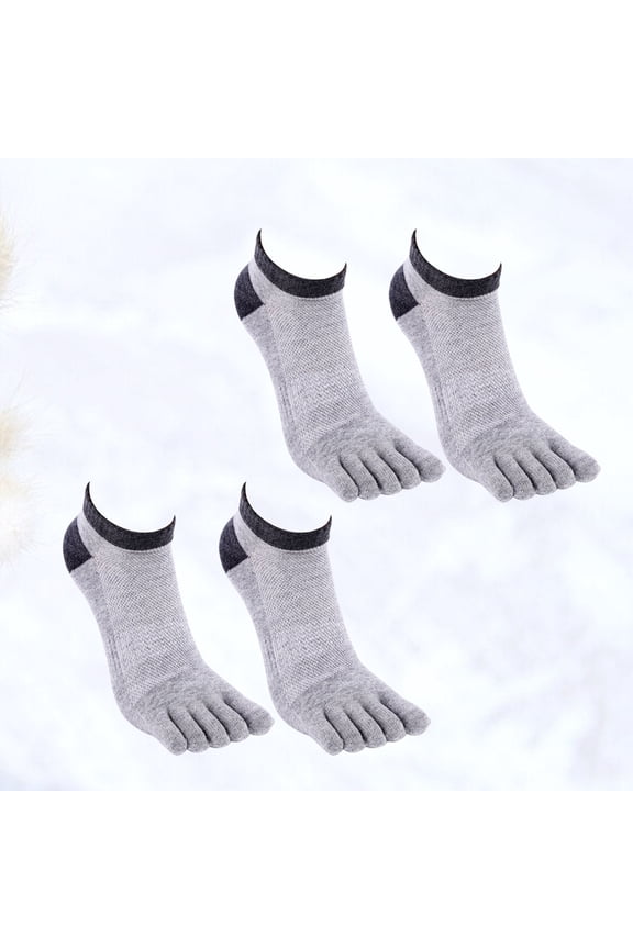 Light Grey Fingers Split Toe Socks for Men's Comfortable Elastic Invisible Design 2 Pair