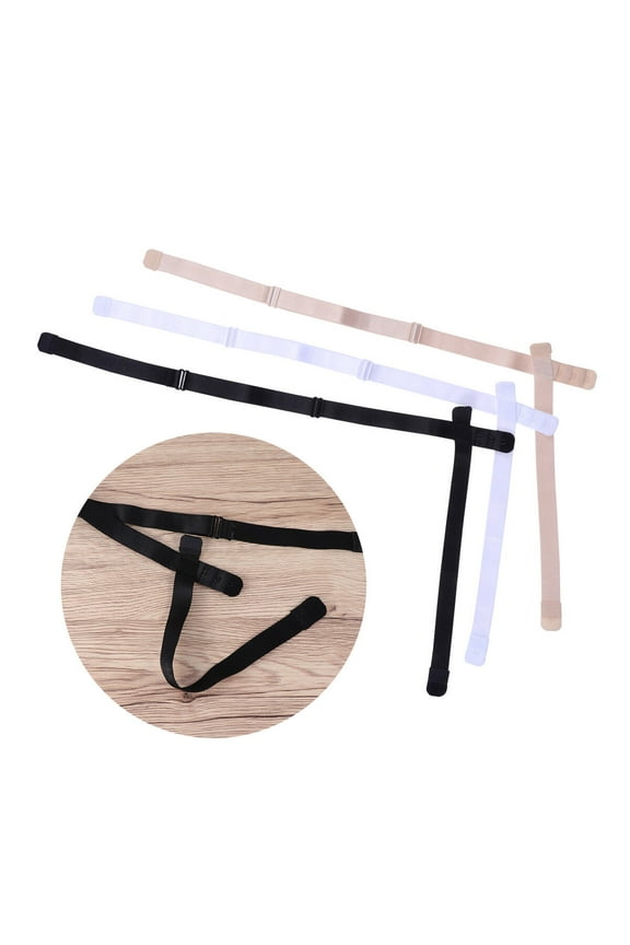 Low Back Bra Strap 3Pcs Beige Polyester Cotton Smooth Under Clothes for Women