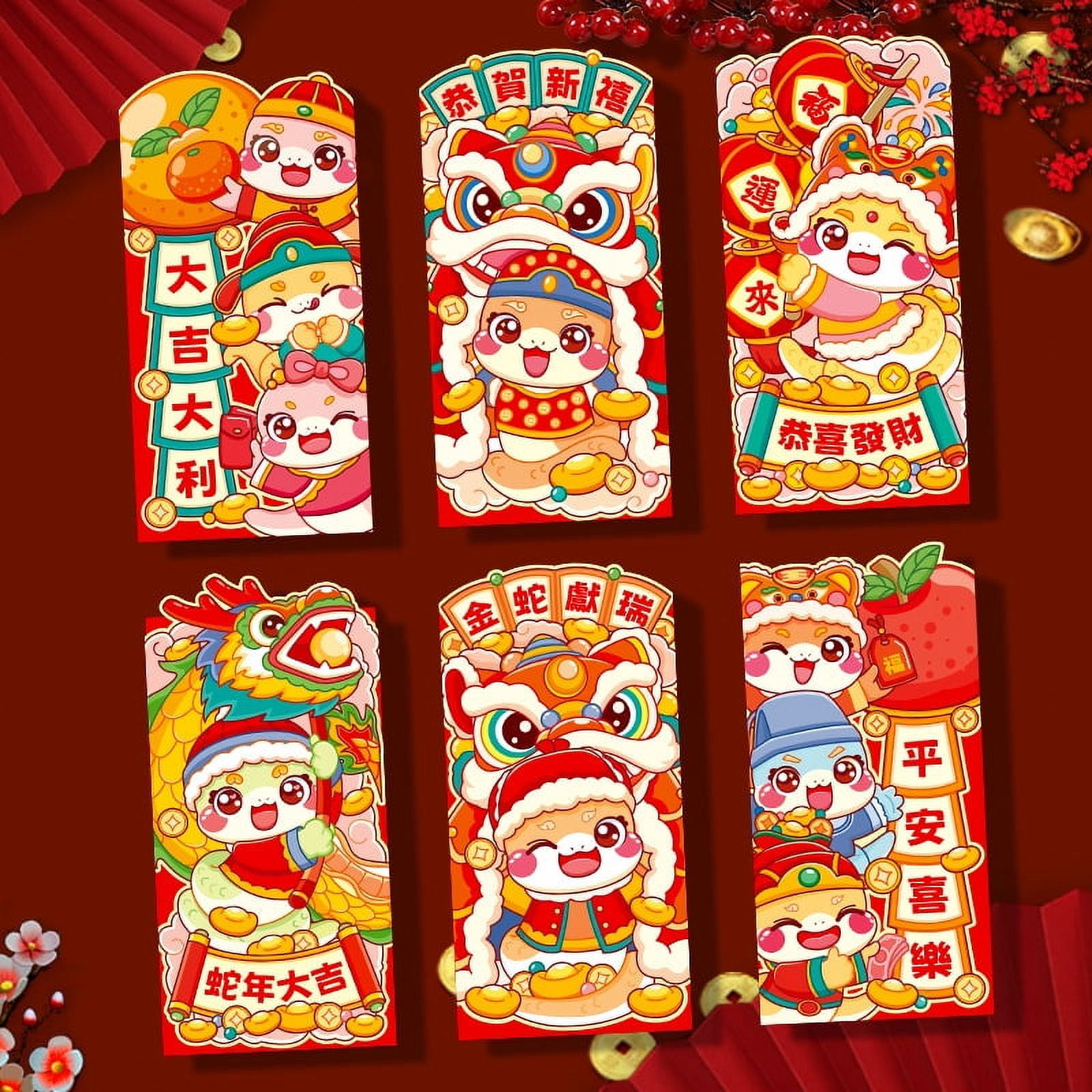 DRAFIDEEP Lunar New Year Red Envelopes Assorted Colors Auspicious ...