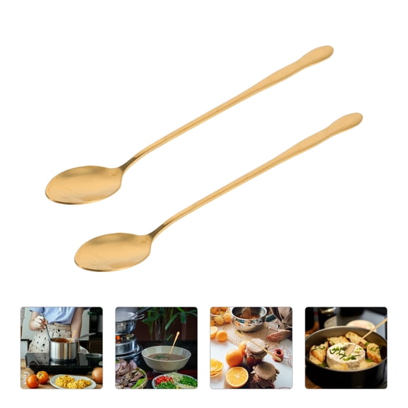 DRAFIDEEP Metal Cooking Spoon with Extended Handle for Safe Hot Pot Stirring and Serving