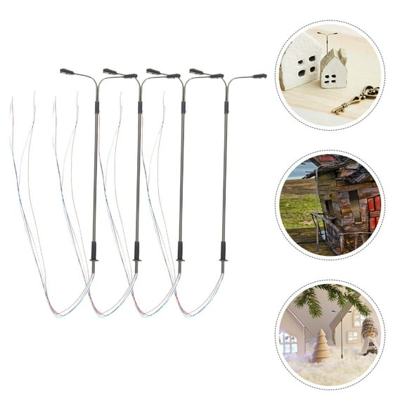 DRAFIDEEP 4-Piece Miniature Street Light Set for Decoration, Assorted Colors, Stainless Steel & Plastic, 1:200 Scale Model