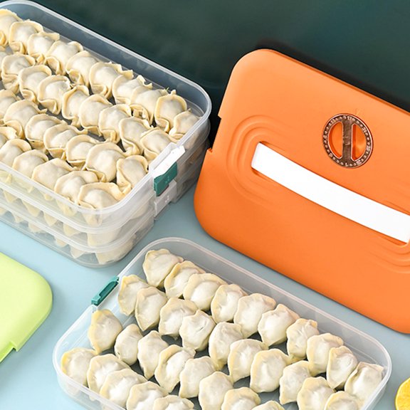 DRAFIDEEP Safe Plastic Dumpling Storage Container in Orange, Ideal for Home Use