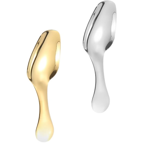 DRAFIDEEP Set of 2 Stainless Steel Dessert Spoons, Multifunctional Scoop for Pudding, Jelly, and Household Use