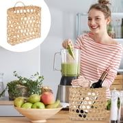 DRAFIDEEP Multipurpose Woven Basket Picnic Basket Khaki 1Pc Portable Storage