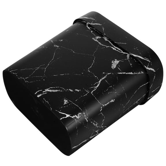 OUNONA Narrow Plastic Waste Basket with Black Marble Design, Lidless Trash Can for Home, Office, Stable Base