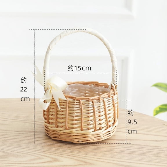 DRAFIDEEP Natural Willow Wedding Flower Basket with Rustic Charm for Girls - 1 Piece Decorative Basket