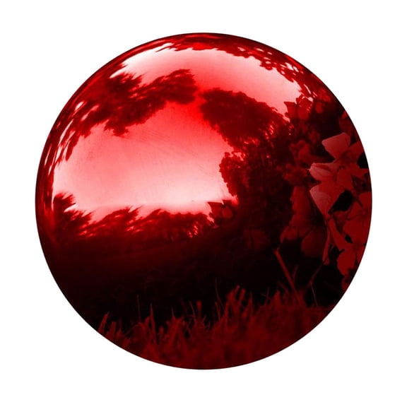 DRAFIDEEP Red Stainless Steel Gazing Globe Mirror , Outdoor Garden Yard Lawn Patio Decor Centerpiece, Reflective Sphere