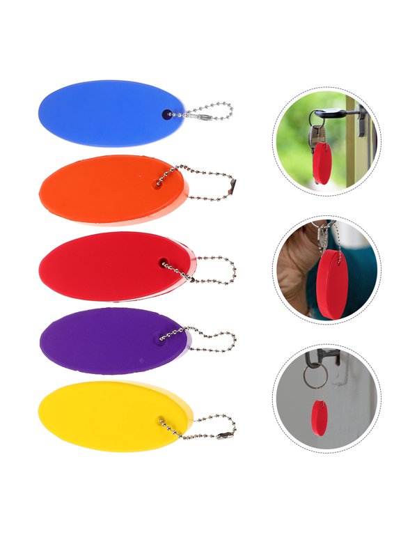 Oval Floating Key Chain for Fishing 5Pcs Waterproof Buoyant Keychain