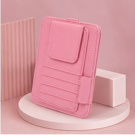 DRAFIDEEP Pink Car Visor Organizer Pouch with Multi Pocket for Registration Cards and Sunglasses Storage