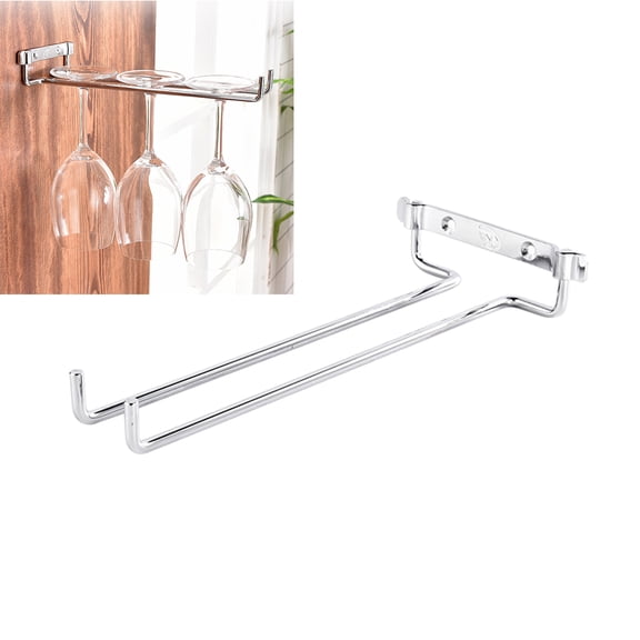 DRAFIDEEP Plated Silver Frame Hanging Shelf for Wine Glass Cup Storage Home and Bar Use