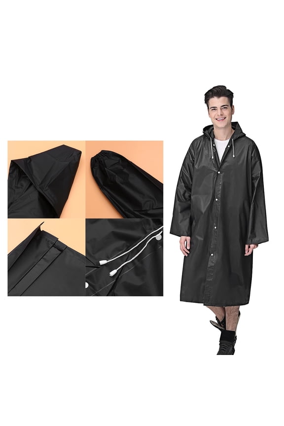 Lightweight Adult Rain Poncho with Tear-Resistant Fabric, Breathable Material, Elastic Cuffs for Outdoor Activities